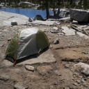 How NOT to set up a tent, besides being only 60 feet from Lake Aloha