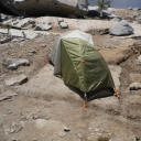 View 2 of a zealous anti-rain camper's tent... in the wilderness