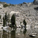 Hemlock Lake: Most of the snow is near the south side of the lake, near the trail.